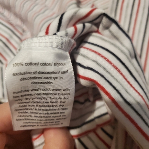 Tommy Hilfiger Women's Shirt v neck Short Sleeve White Gray Navy Red Stripe 0x - Picture 8 of 8
